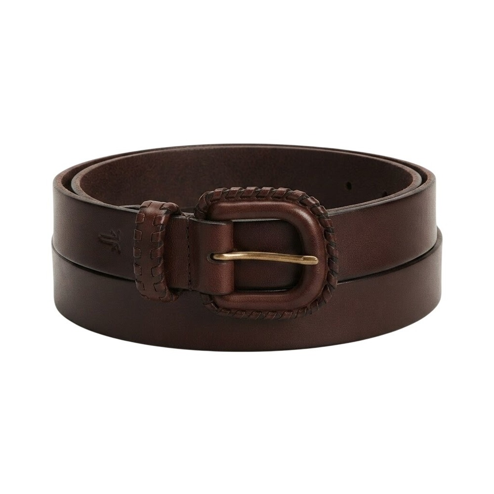 New Frye Brown Leather Belt Medium Covered Buckle Lacing DC1387-200 - AC